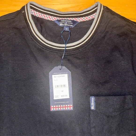 Ben Sherman Men’s Black T-Shirt | Medium | New With Tags | Dressy Tee - Picture 5 of 8
